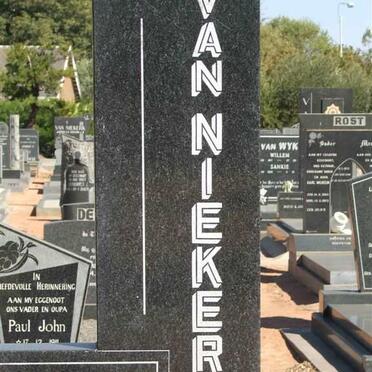 NIEKERK Pieter Johannes Lombard, van 1892-1974