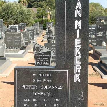 NIEKERK Pieter Johannes Lombard, van 1892-1974