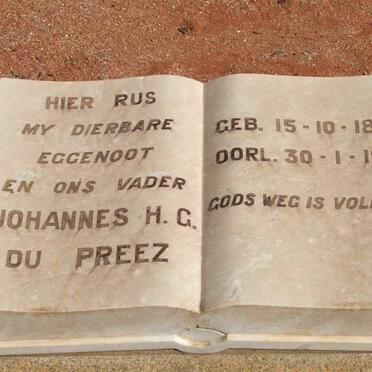 PREEZ Johannes H.G., du 1889-1951