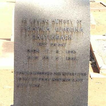 RAUTENBACH Dorathea Georgina nee PATON 1883-1941