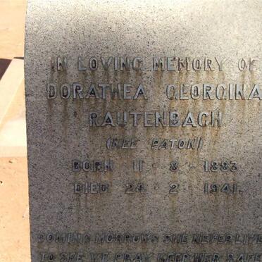RAUTENBACH Dorathea Georgina nee PATON 1883-1941