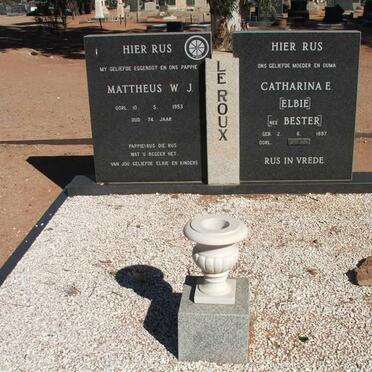 ROUX Mattheus W.J., le -1953 &amp; Catharina E. BESTER 1897-1994