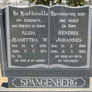 SPANGENBERG Hendrik Johannes 1890-1982 &amp; Alida Jeanettha W. 1893-1971