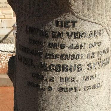 SNYMAN Carel Jacobus 1881-1940 &amp; Anna Adriana nee STEYN 1882-1966