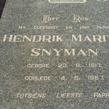 SNYMAN Hendrik Maritz 1917-1967
