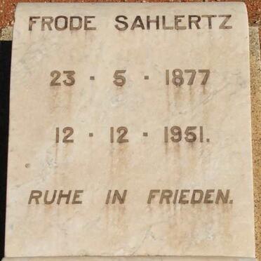 SAHLERTZ Frode 1877-1951