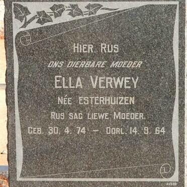 VERWEY Ella nee ESTERHUIZEN 1874-1964