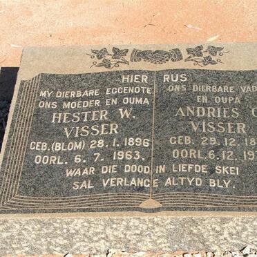 VISSER Andries G. 1884-1970 &amp; Hester W. BLOM 1896-1963