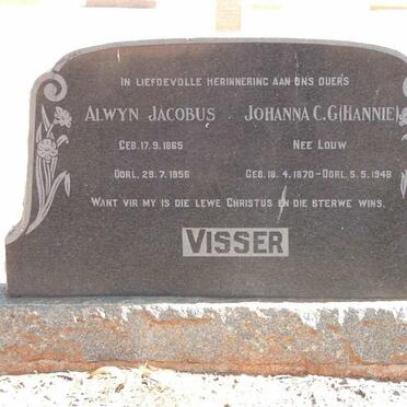 VISSER Alwyn Jacobus 1865-1956 &amp; Johanna C.G. nee LOUW 1870-1948