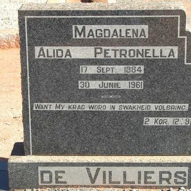 VILLIERS Magdalena Alida Petronella, de 1884-1961