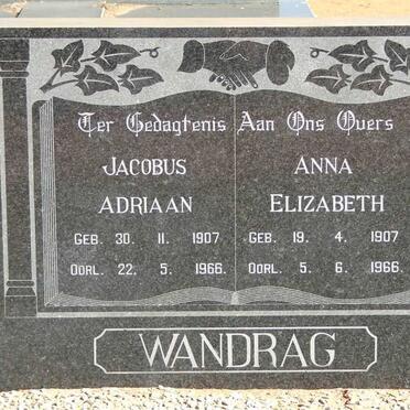 WANDRAG Jacobus Adriaan 1907-1966 &amp; Anna Elizabeth 1907-1966