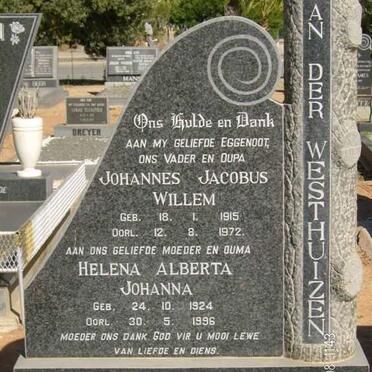 WESTHUIZEN Johannes Jacobus Willem, van der 1915-1972 &amp; Helena Alberta Johanna 1924-1996