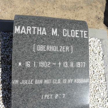 CLOETE Martha M. nee OBERHOLZER 1902-1977