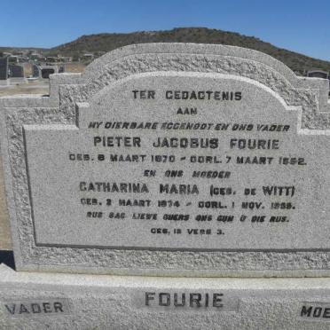 FOURIE Pieter Jacobus 1870-1952 &amp; Catharina Maria DE WITT 1874-1958