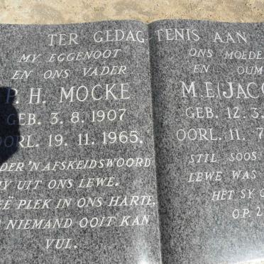 MOCKE P.H. 1907-1965 &amp; M.E. JACOBS 1911-1996