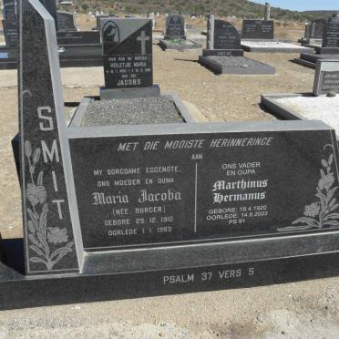 SMIT Marthinus Hermanus 1920-2003 &amp; Maria Jacoba BURGER 1910-1983
