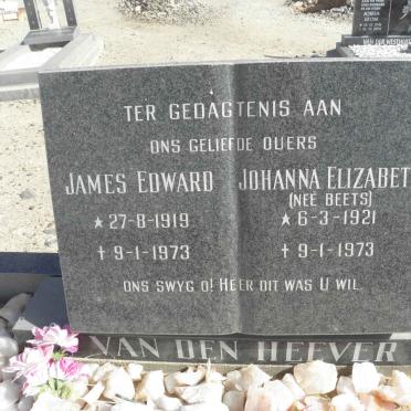 HEEVER James Edward, van den 1919-1973 &amp; Johanna Elizabeth BEETS 1921-1973