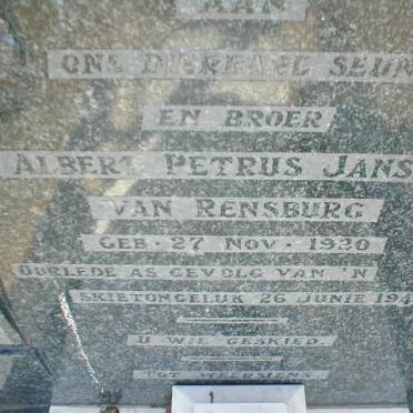 RENSBURG Albert Petrus, Jansen van 1920-1943
