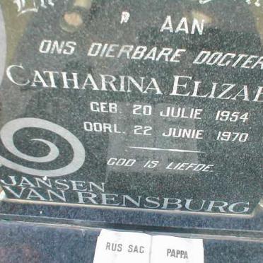 RENSBURG Catharina Elizabeth, Jansen van 1954-1970