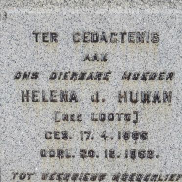 HUMAN Helena J. nee LOOTS 1866-1962