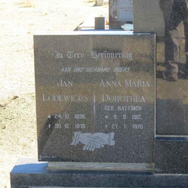 HEERDEN Jan Lodewicus, van 1896-1970 &amp; Anna Maria Dorothea HATTINGH 1912-1970