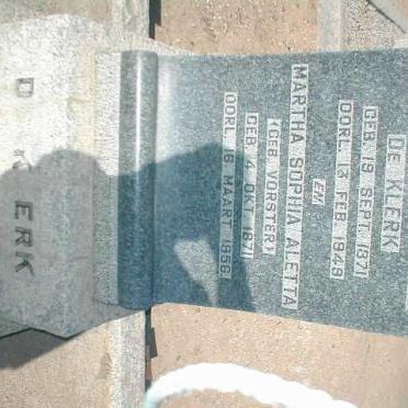 KLERK Michael Johannes, de 1871-1949 &amp; Martha Sophia Aletta VORSTER 1871-1956