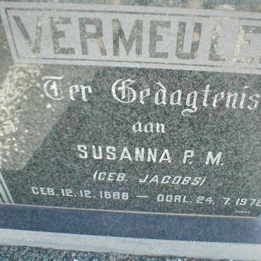 VERMEULEN Susanna P.M. nee JACOBS 1888-1972