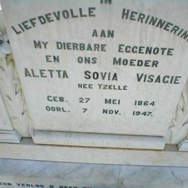VISAGIE Aletta Sovia nee YZELLE 1864-1947