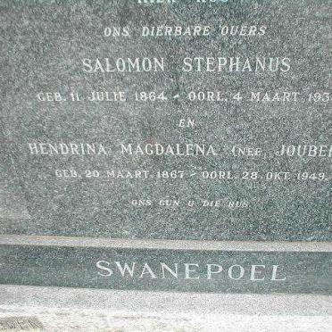 SWANEPOEL Salomon Stephanus 1864-1934 &amp; Hendrina Magdalena JOUBERT 1867-1949