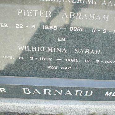 BARNARD Pieter Abraham 1898-1967 &amp; Wilhelmina Sarah 1892-1967