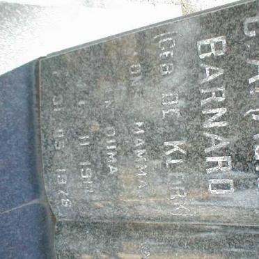 BARNARD C.A. nee DE KLERK 1914-1978