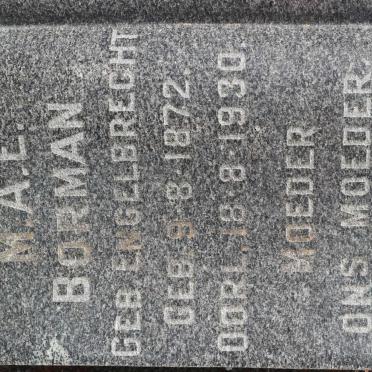 BORMAN M.A.E. nee ENGELBREGHT 1872-1930