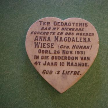 WIESE Anna Magdalena nee HUMAN -1931