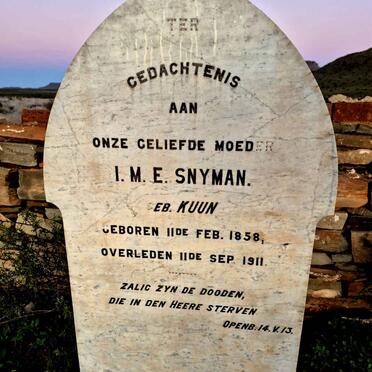 SNYMAN I.M.E. nee KUUN 1858-1911