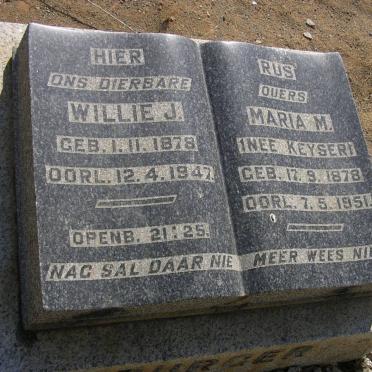 BURGER Willie J. 1878-1947 &amp; Maria M. KEYSER 1878-1951 
