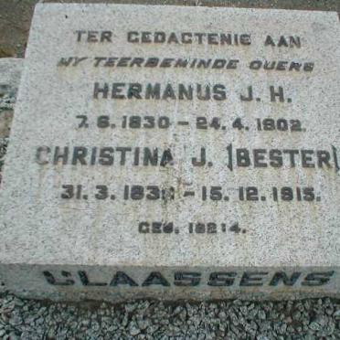 CLAASSENS Hermanus J.H. 1830-1902 &amp; Christina J. BESTER 183?-1915
