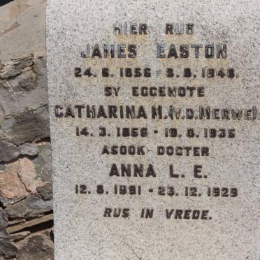 EASTON James 1856-1948 &amp; Catharina M. V.D. MERWE 1856-1935 :: EASTON Anna L.E. 1891-1929