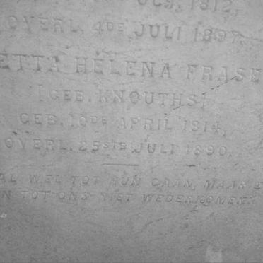 FRASER Johan Harm 1812-1897 &amp; Aletta Helena KNOUTHS 1814-1890 