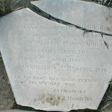 HENDRIKS Anna Elizabeth 1894-1895 :: HENDRIKS Sussanah Elizabeth 1898-1898