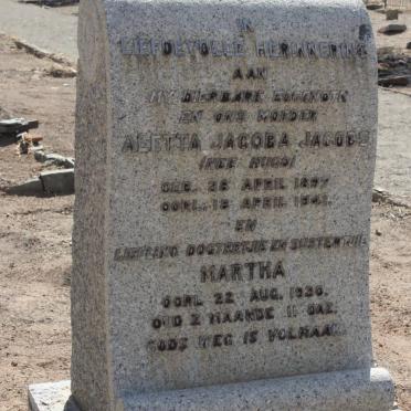 JACOBS Aletta Jacoba nee HUGO 1897-1941 :: JACOBS Martha 1930-1930