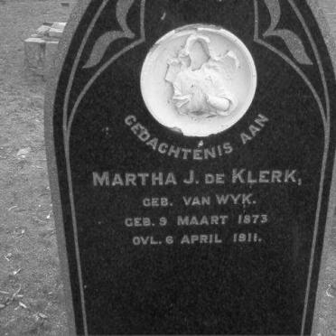 KLERK Martha J., de nee VAN WYK 1873-1911