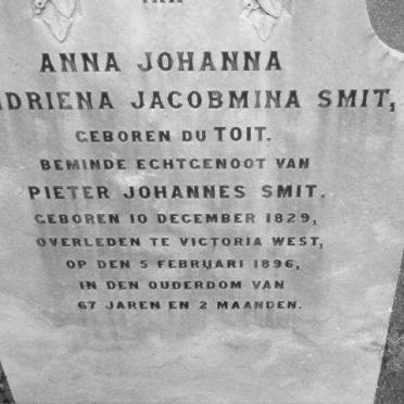 SMIT Anna Johanna Hendriena Jacobmina nee DU TOIT 1829-1896
