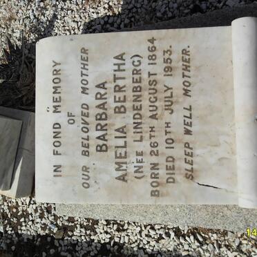 ? Barbara Amelia Bertha nee LINDENBERG 1864-1953