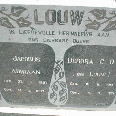 LOUW Jacobus Adriaan 1907-1987 &amp; Debora C.O. LOUW 1914-1971