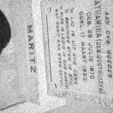 MARITZ Catharina nee OOSTHUIZEN 1870-1953