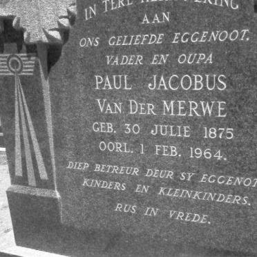 MERWE Paul Jacobus, van der 1875-1964