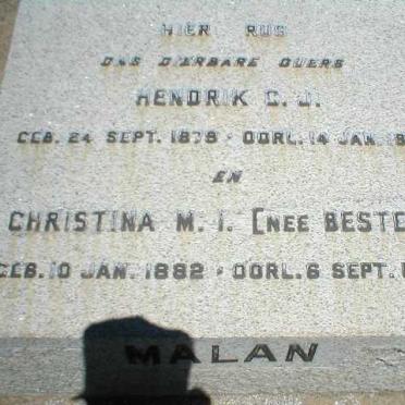 MALAN Hendrik C.J. 1878-1953 &amp; Christina M.I. BESTER 1882-1960