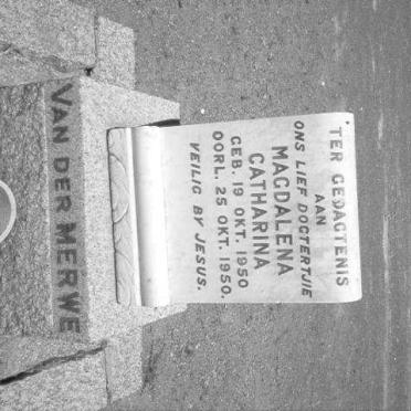 MERWE Magdalena Catharina, van der 1950-1950