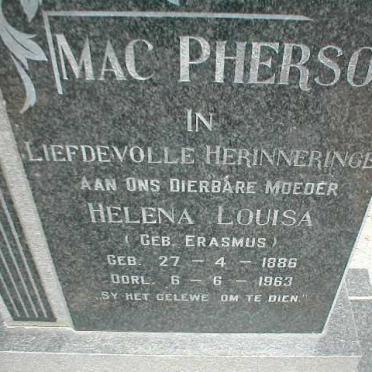 MAC PHERSON Helena Louisa nee ERASMUS 1886-1963