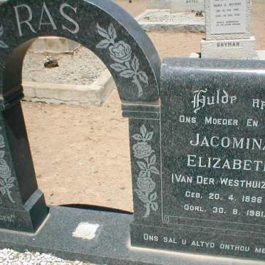 RAS Jacomina Elizabeth nee VAN DER WESTHUIZEN 1896-1981
